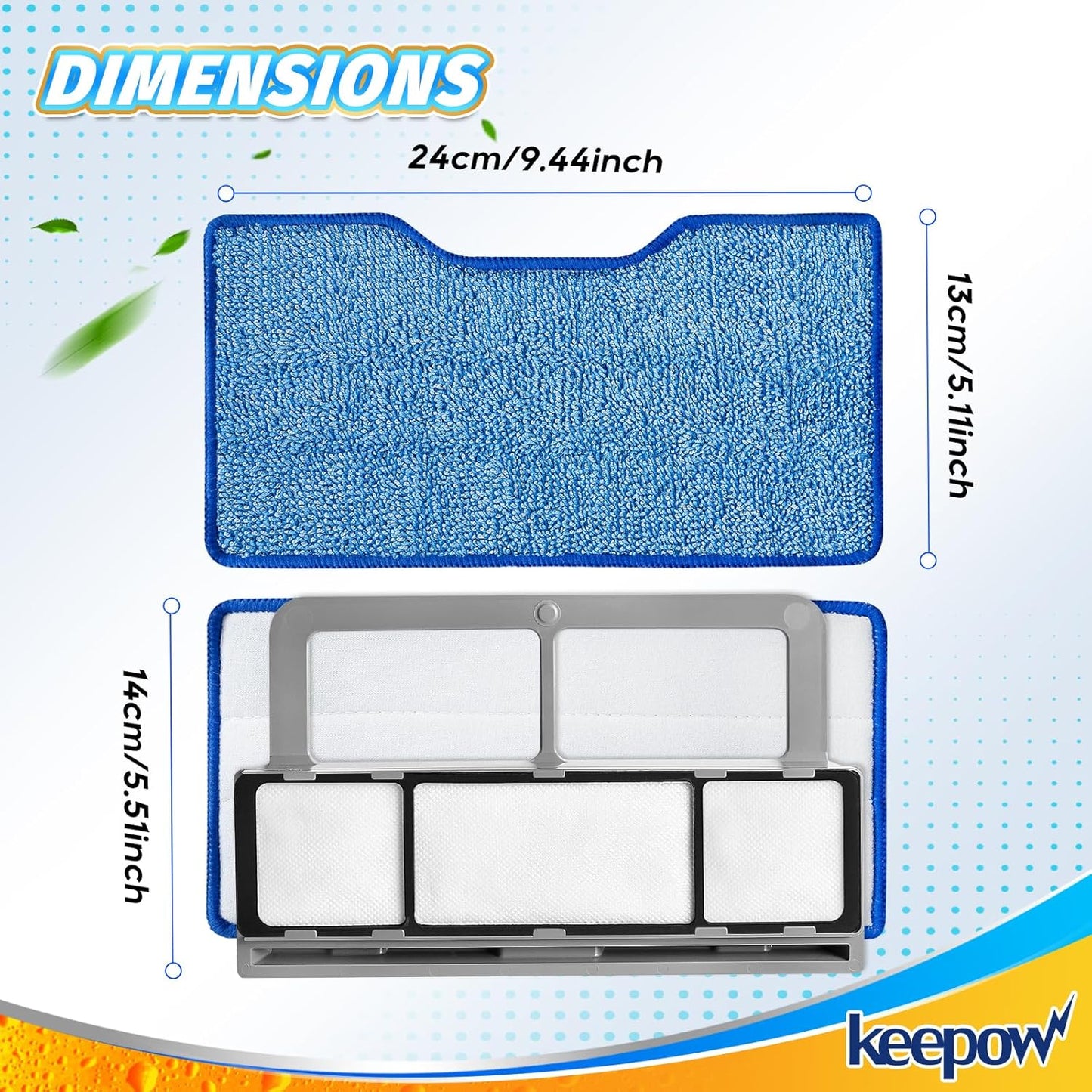 KEEPOW Reusable Mop Replacement Pads Compatible with Shark Vac Mop VM252 VM200 VC205 VM250 VM190 VM200P12, Vacuum Mop Pads Refills for Hardwood Floor with Upgraded Dirt Chamber, Blue, 2+1+1 Pack