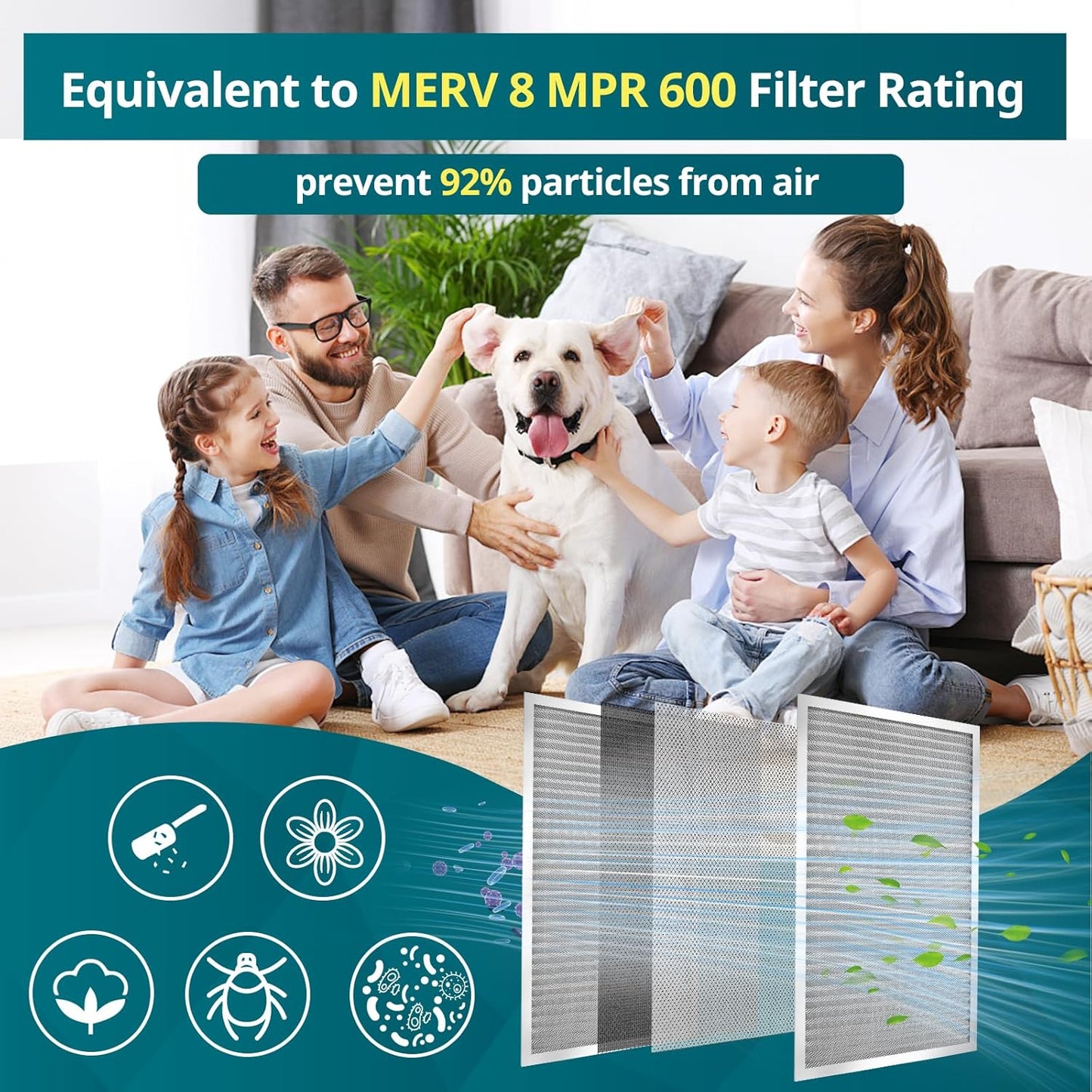 Torjim 20x25x1 MERV8 Washable & Reusable Electrostatic Air Filter - AC/HVAC Furnace Filter, Permanent, Breathe Fresher, Easy Install