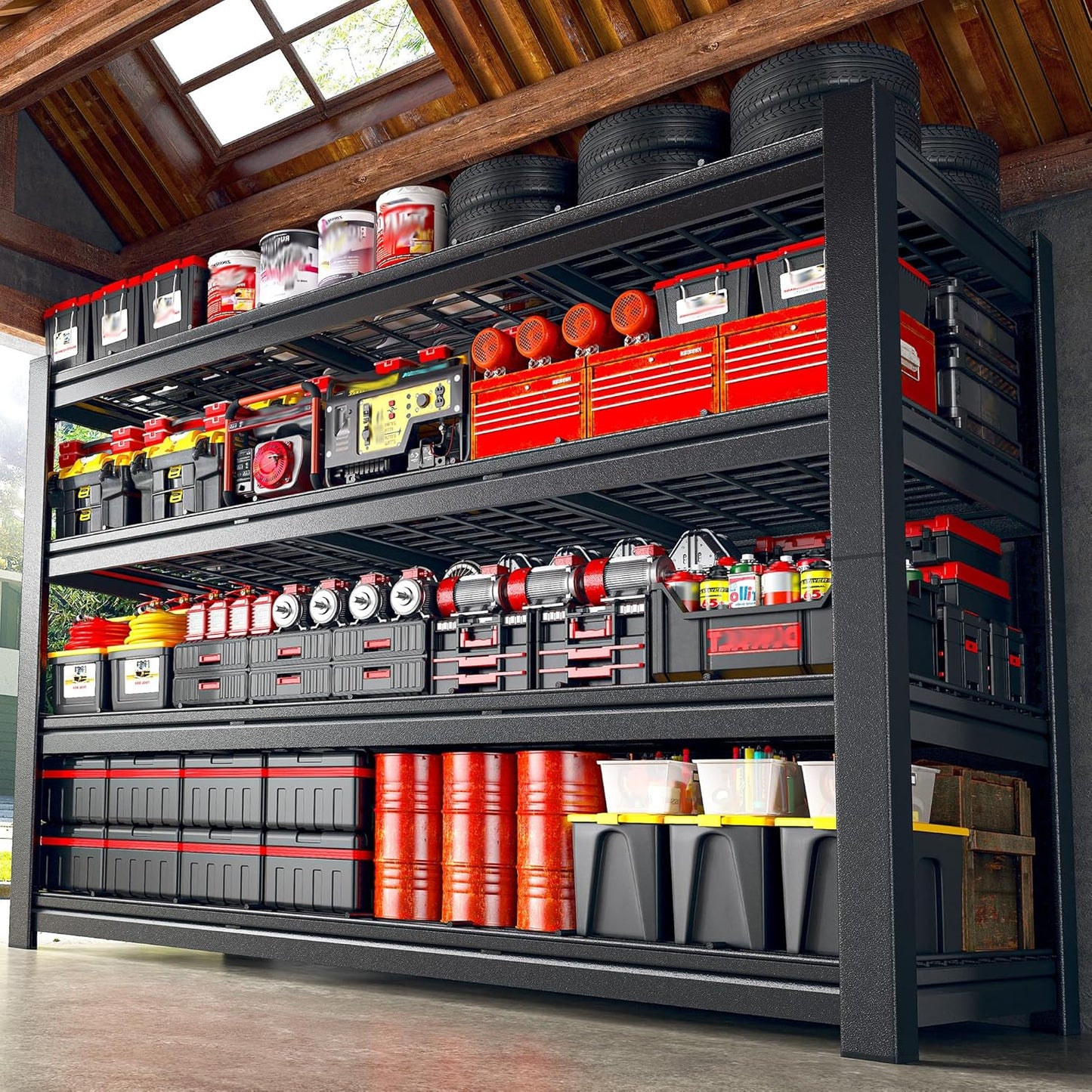 60.1" W Storage Shelves Extra Wide Metal Shelving 2500LBS Garage Shelving Adjustable 4 Tier Garage Shelves Industrial Metal Shelf for Basement Warehouse Shop 60.1" W x 24.1" D x 60" H