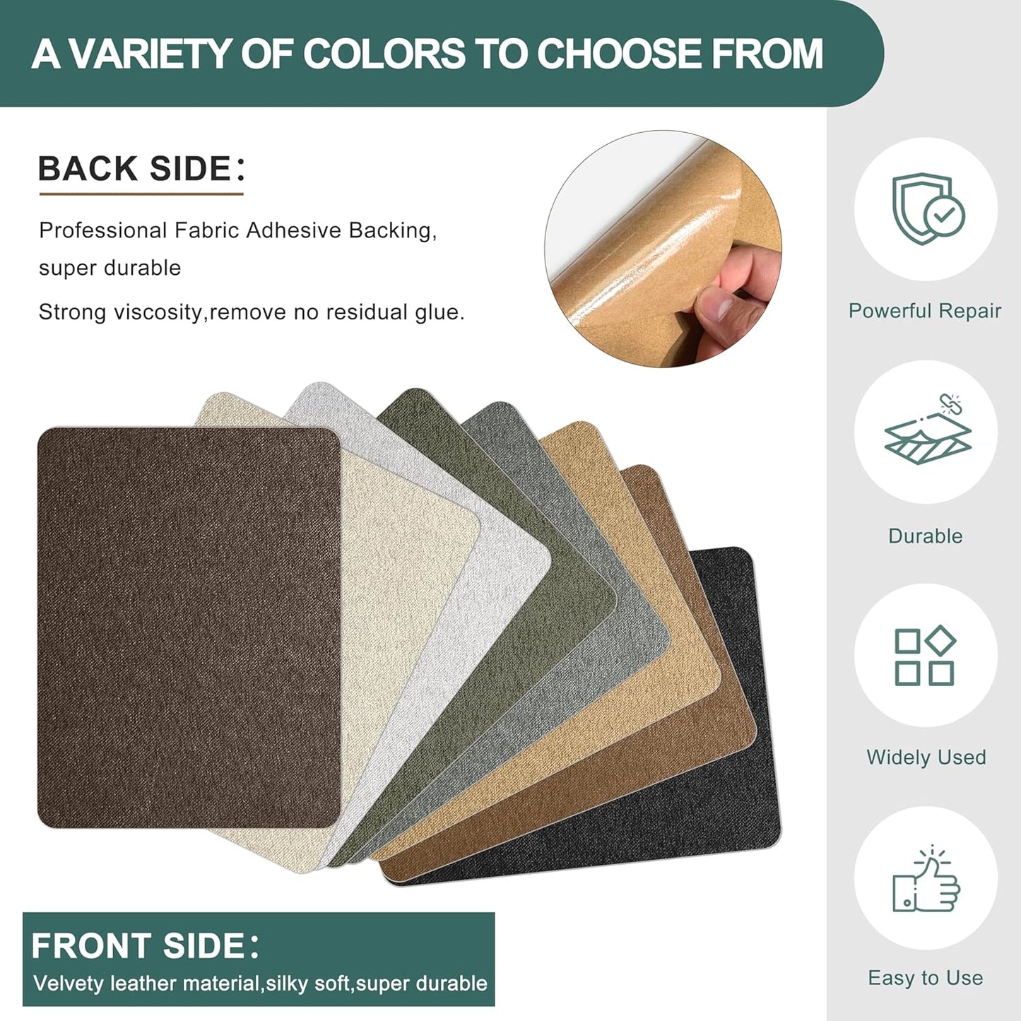 Azobur Couch Patch Repair Fabric,Microfiber Fabric, Self-Adhesive, for Sofa Repair and Upholstery, 2 Pieces, 9.5 x 11 inches (Dark Brown)