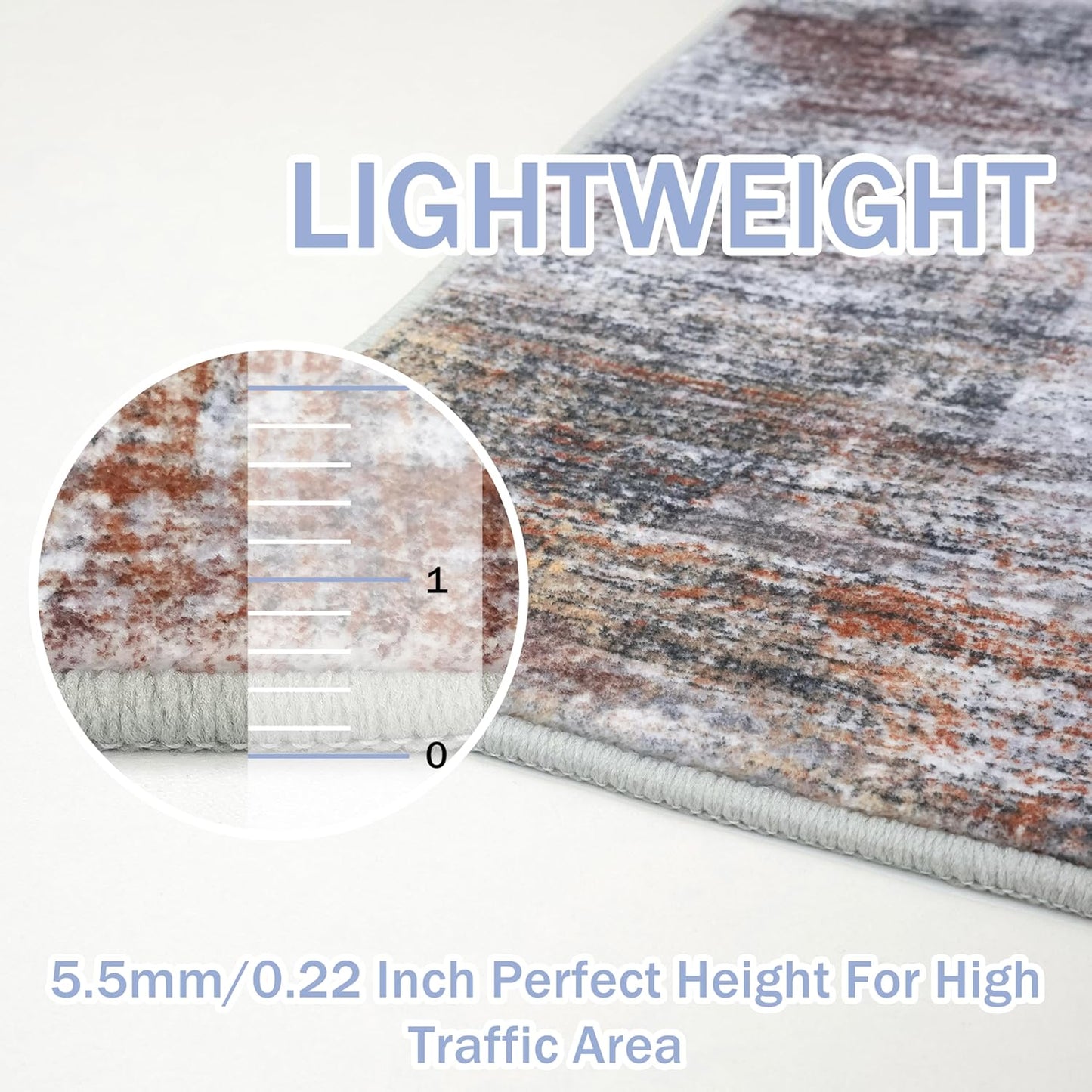 IOHOUZE Abstract Runner Rug 3x18 Ft Washable Runners for Hallways, Non Slip Kitchen Runner Printed Faux Wool Entryway Runner Indoor, Modern Abstract Floor Carpet for Hall Stair, Orange Grey