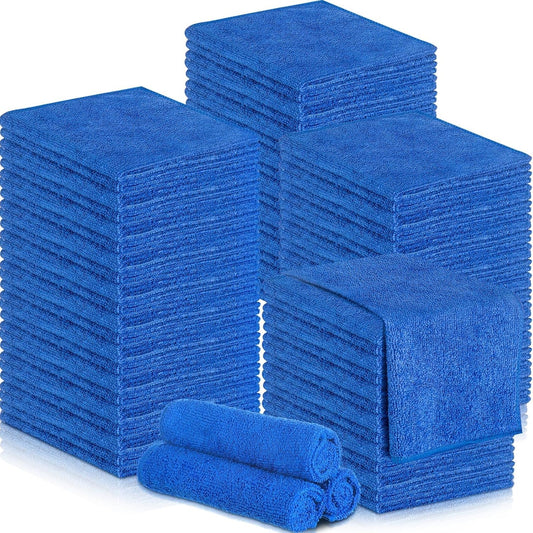 200 Pieces Microfiber Cleaning Cloths Bulk Absorbent Microfiber Towels Reusable Lint-Free Streak Free Wash Rags for House Kitchen Office Restaurants Bar Shop Car, 12 x 12 Inches (Royal Blue)