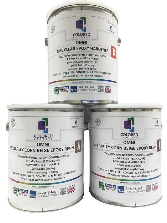 Coloredepoxies 10014 Beige Epoxy Resin Coating Made with Beautiful and Vibrant Pigments, 100% solids, For Garage Floors, Basements, Concrete and Plywood. 3 Gallon Kit