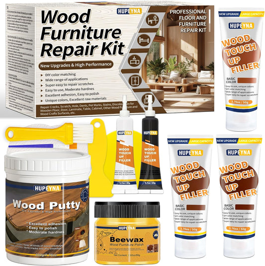 Wood Repair Kit, Wood Furniture Repair Kit, Wood Filler, Wood Putty and Beeswax- Repair Stains, Scratch, Cracks, Hole, Discoloration for Wooden Door, Table, Cabinet, Bed, Floor (Brown Series)