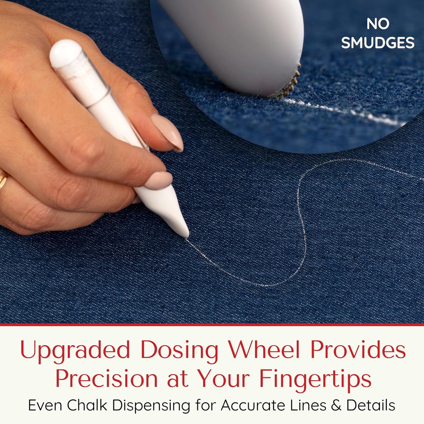 Fabric Markers for Sewing – Ergonomic Tailors Chalk Pen with Improved Dosing Wheel for Sharp Lines - Washable Sewing Chalk Marking Pens that are Compatible with Most Fabrics - White and Yellow 2 Pack