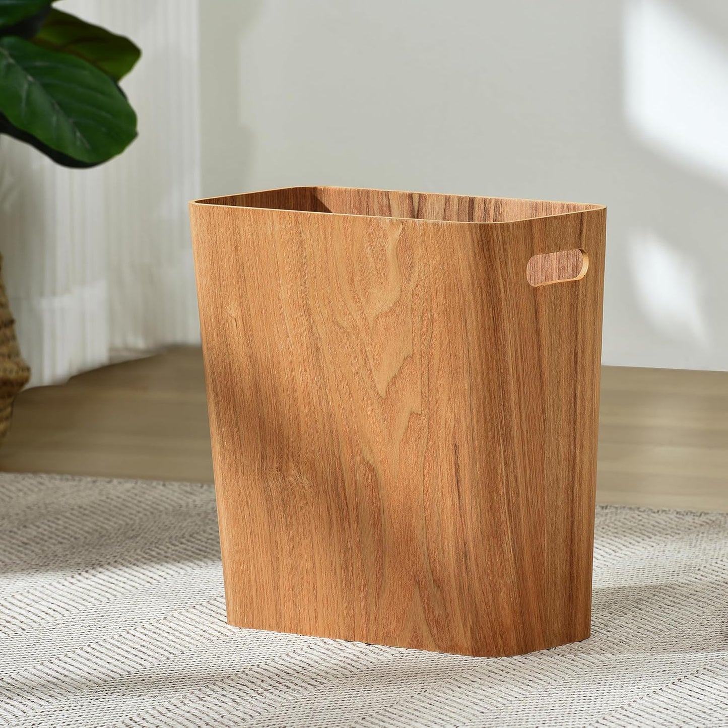 ELONG HOME 2.5 Gallon Wood Trash Can, Stylish Design Natural Wooden Wastebasket, Lightweight & Sturdy for Home/Office/Kitchen