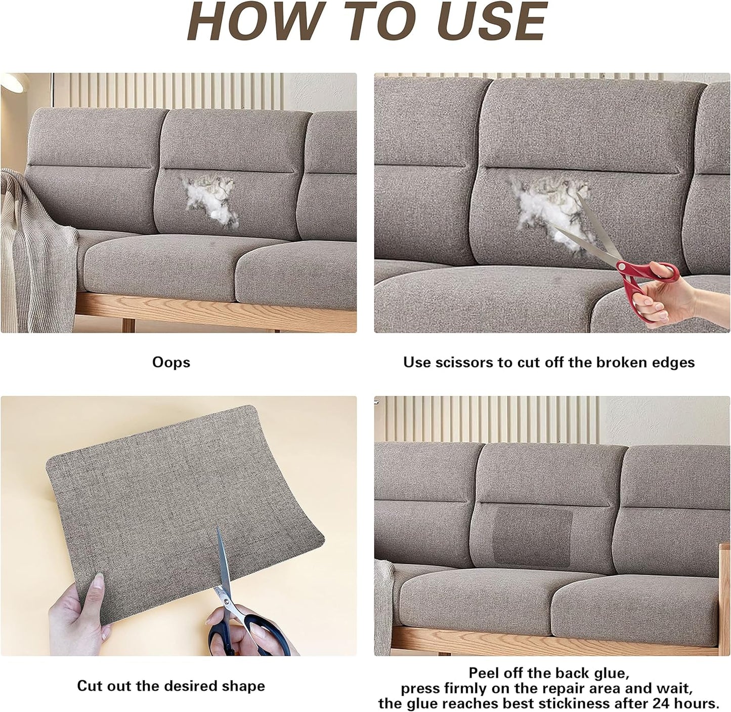 KING MOUNTAIN Fine Linen Repair Patches, Self-Adhesive Fabric, 8X11 Inch 2 PCS, Multi Color for Sofa and Clothes (Grass Green)