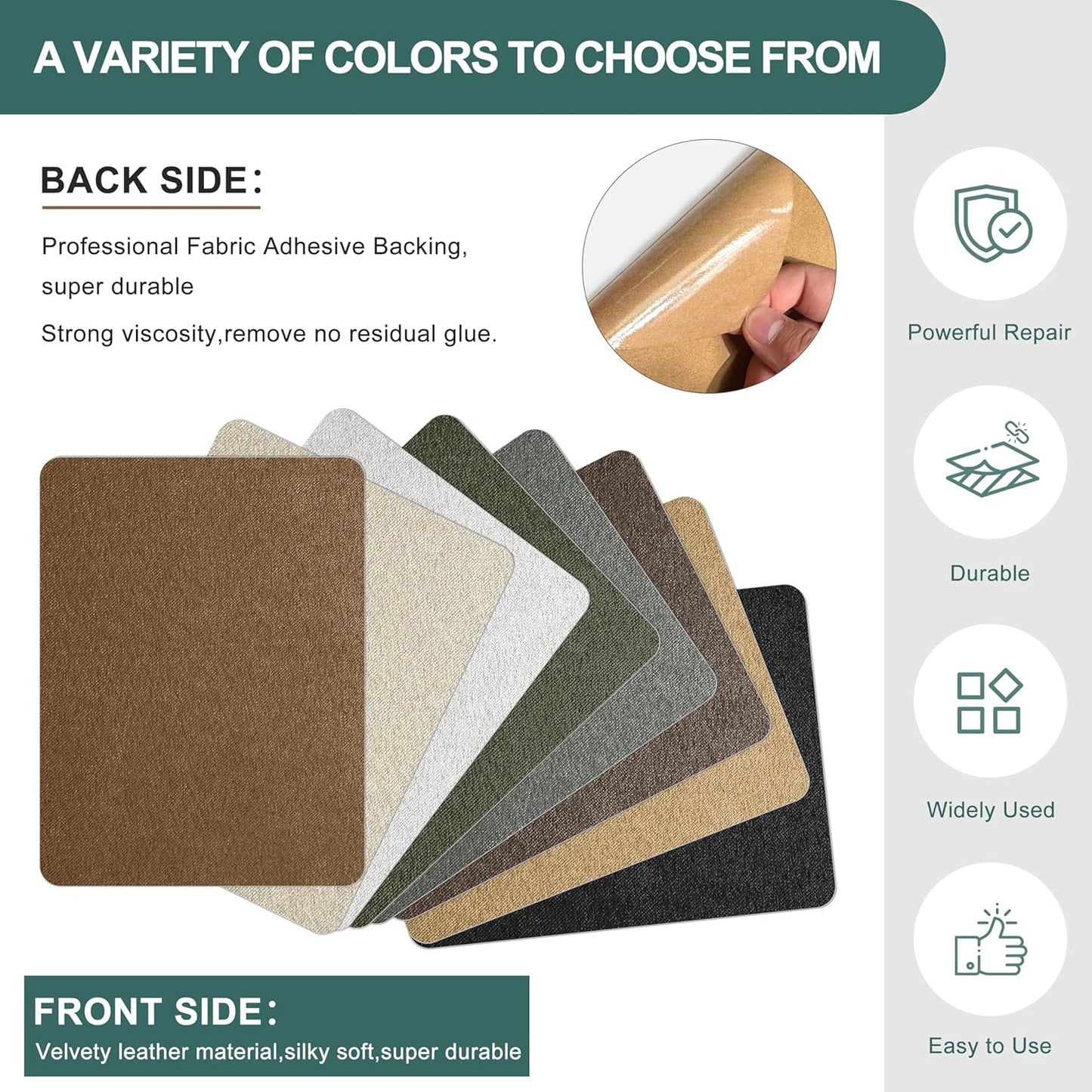 Azobur Couch Patch Repair Fabric,Microfiber Fabric, Self-Adhesive, for Sofa Repair and Upholstery, 2 Pieces, 9.5 x 11 inches (Brown)