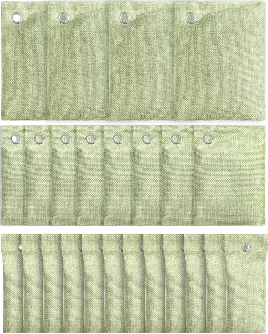 Nuanchu 24 Pcs Activated Charcoal Odor Absorber 50g/100g/200g, Air Purifying Bamboo Charcoal Bags, Natural Shoe Odor Absorber, Deodorizer Absorbers for Fresh Car Home Closet Pet Basement Smell(Green)