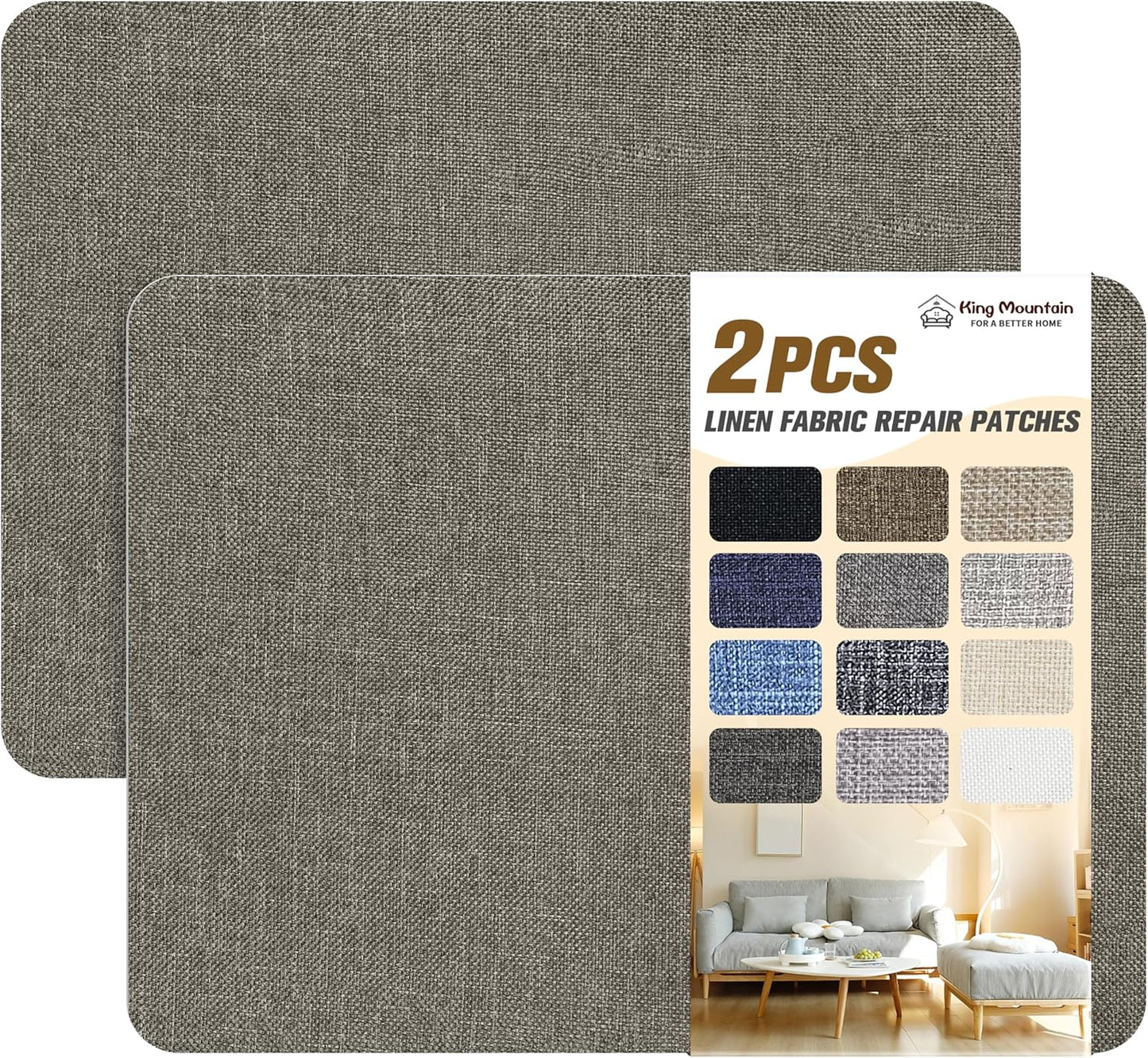 Fine Linen Repair Patches, Self-Adhesive Linen Fabric Patches, 8X11 inch 2 PCS, Multi Color, Can be Used for Linen Sofa Repair and Linen Clothes Repair(8" x 11"-2PCS,Cream-Gray)