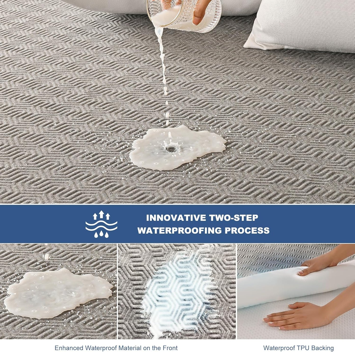 GRT Waterproof Mattress Protector King, Breathable Bamboo Charcoal Fiber Mattress Cover, Noiseless and Odor Free Upgraded Mattress Protector with Double-Barrier Protection, 8"-26" Deep Pocket