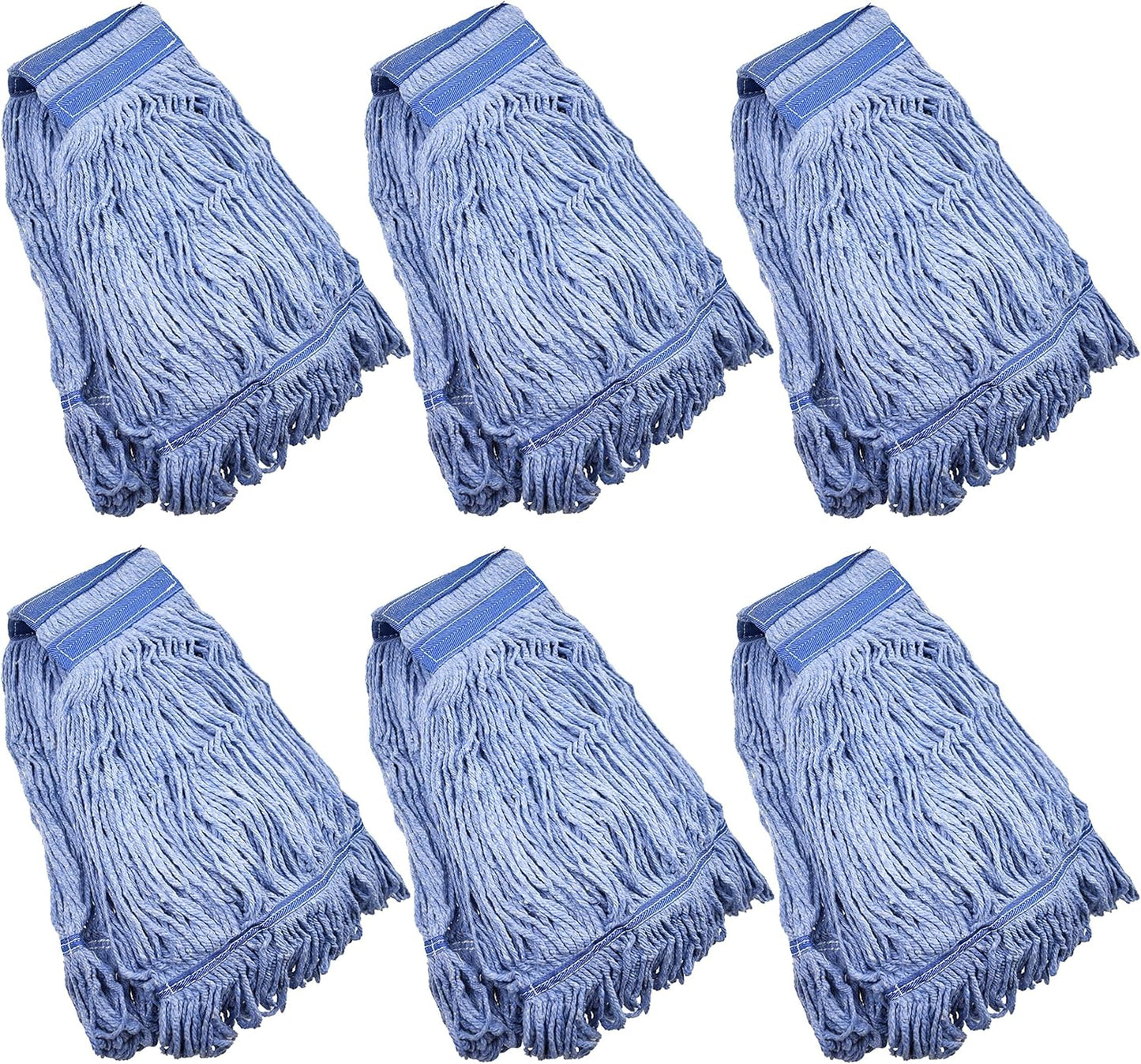 Mop Head Replacement Commercial Heavy Duty String Blue Wet Mop Heads for 3 Typs Commercial Mop Handle(6,Large,Weight 23oz)